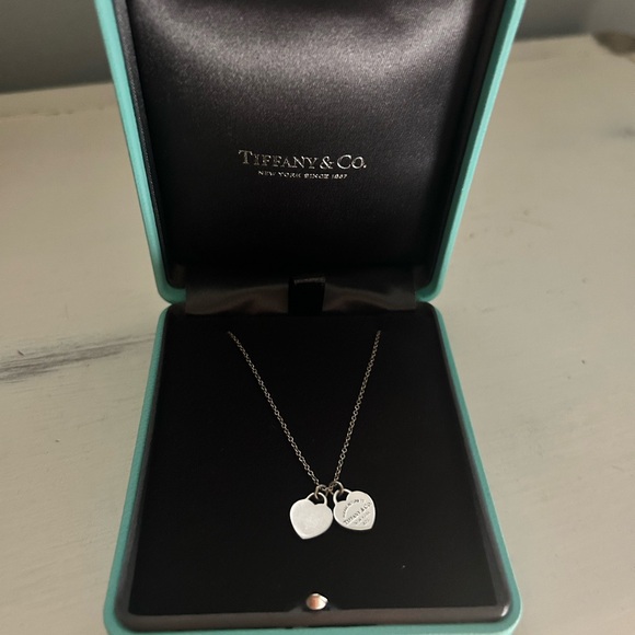 Tiffany & Co. Jewelry - Tiffany & Co. Sterling Silver Double Heart Tag Pendant Necklace in Silver, Mini